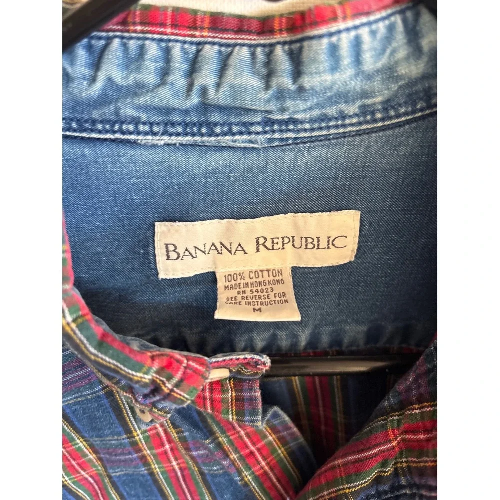 Vintage Banana Republic Mens Plaid Long Sleeve Button Down Shirt‎ VTG